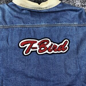 Gap Blue Jeans Jacket Mens XL Blue Denim T-Bird Patch Lined Bomber Workwear